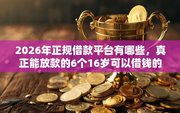 2026年正规借款平台有哪些，真正能放款的6个16岁可以借钱的平台推荐