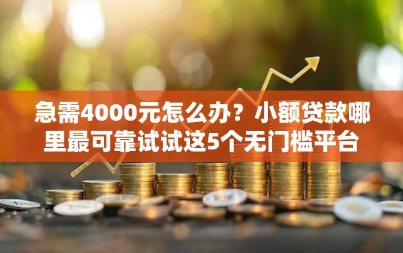 急需4000元怎么办？小额贷款哪里最可靠试试这5个无门槛平台