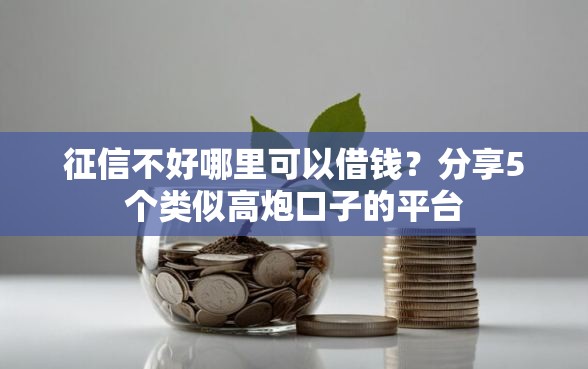 征信不好哪里可以借钱？分享5个类似高炮口子的平台