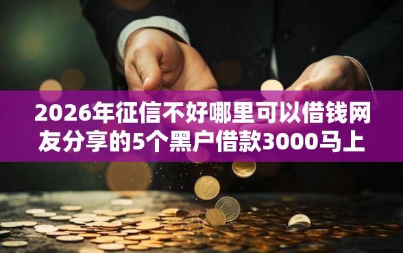 2026年征信不好哪里可以借钱网友分享的5个黑户借款3000马上到账的口子我觉得不错！