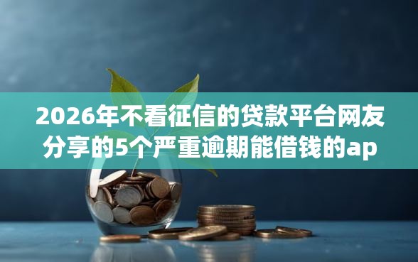 2026年不看征信的贷款平台网友分享的5个严重逾期能借钱的app网黑口子我觉得不错！