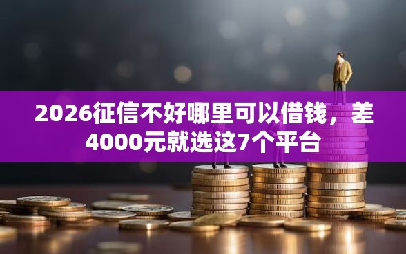 2026征信不好哪里可以借钱，差4000元就选这7个平台