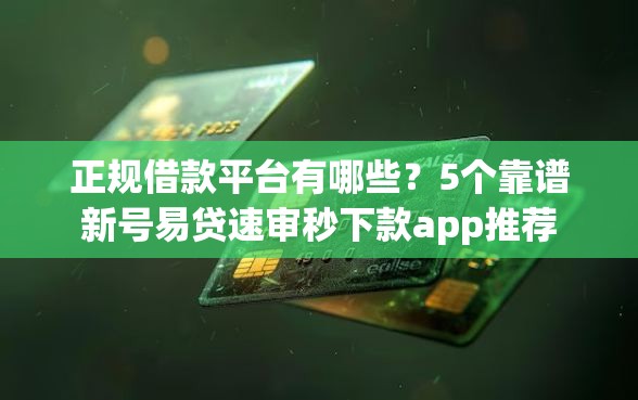 正规借款平台有哪些？5个靠谱新号易贷速审秒下款app推荐