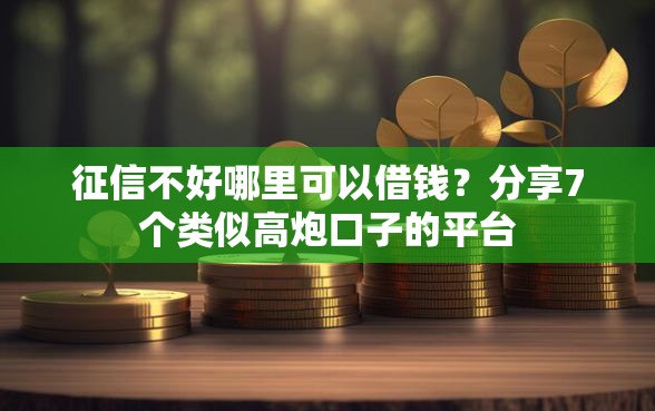 征信不好哪里可以借钱?分享7个类似高炮口子的平台 征信不好哪里可以借钱?分享7个类似高炮口子的平台