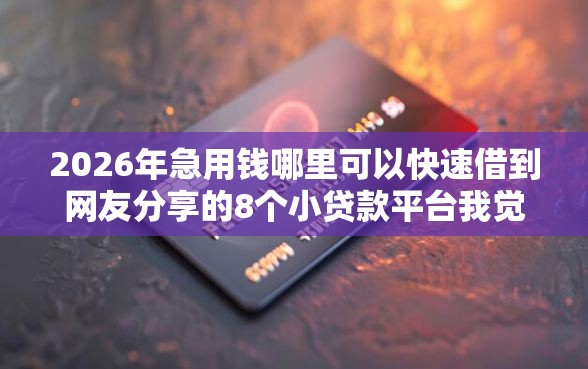 2026年急用钱哪里可以快速借到网友分享的8个小贷款平台我觉得不错！
