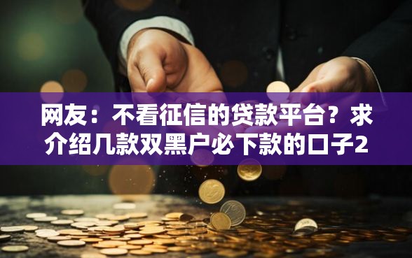 网友：不看征信的贷款平台？求介绍几款双黑户必下款的口子2025