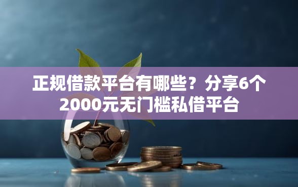 正规借款平台有哪些？分享6个2000元无门槛私借平台