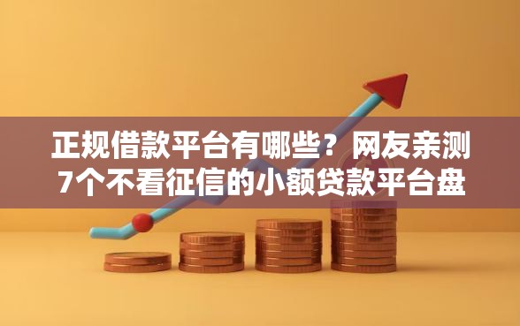 正规借款平台有哪些？网友亲测7个不看征信的小额贷款平台盘点
