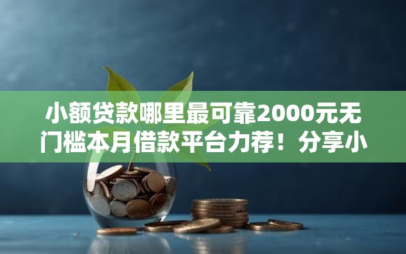 小额贷款哪里最可靠2000元无门槛本月借款平台力荐！分享小额网贷口子2000元无门槛借款