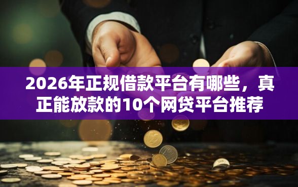 2026年正规借款平台有哪些，真正能放款的10个网贷平台推荐