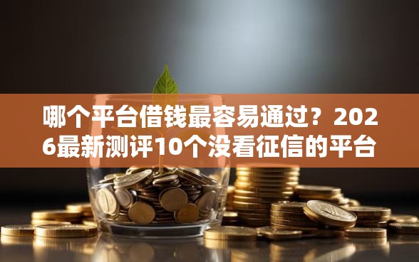 哪个平台借钱最容易通过？2026最新测评10个没看征信的平台