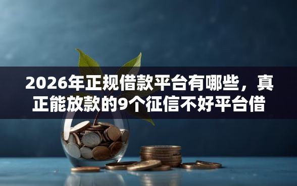 2026年正规借款平台有哪些，真正能放款的9个征信不好平台借钱容易通过推荐