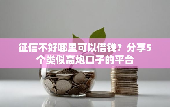 征信不好哪里可以借钱？分享5个类似高炮口子的平台