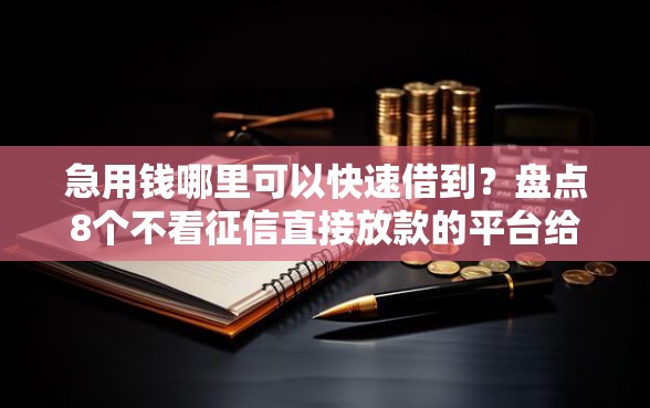 急用钱哪里可以快速借到？盘点8个不看征信直接放款的平台给你参考