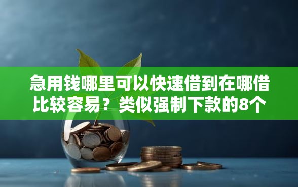 急用钱哪里可以快速借到在哪借比较容易？类似强制下款的8个口子参考