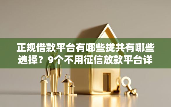 正规借款平台有哪些拢共有哪些选择?9个不用征信放款平台详解 正规借款平台有哪些拢共有哪些选择?9个不用征信放款平台详解