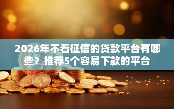 2026年不看征信的贷款平台有哪些？推荐5个容易下款的平台