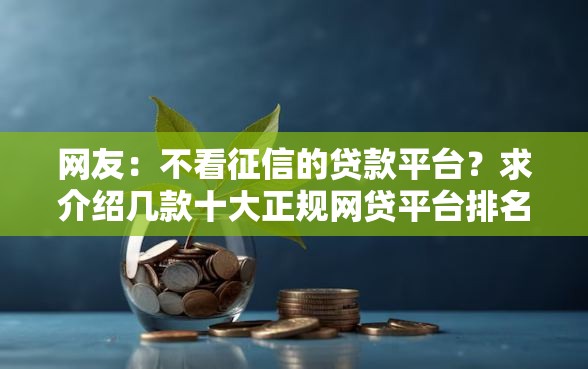 网友：不看征信的贷款平台？求介绍几款十大正规网贷平台排名不分先后