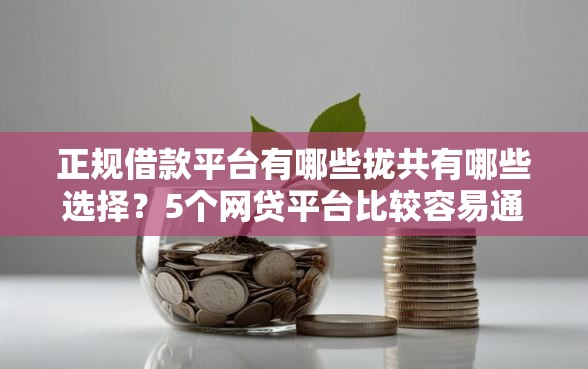 正规借款平台有哪些拢共有哪些选择?5个网贷平台比较容易通过的详解 正规借款平台有哪些拢共有哪些选择?5个网贷平台比较容易通过的详解