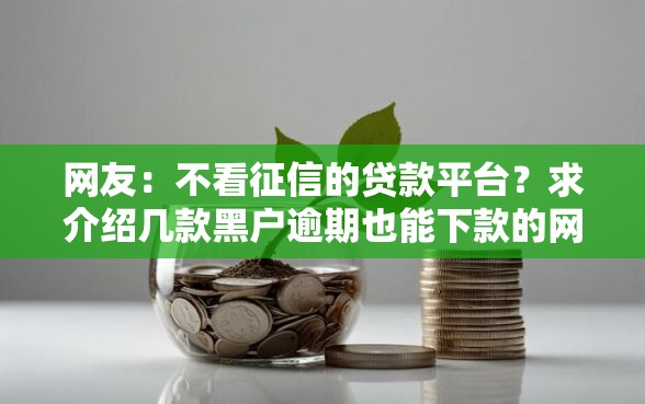 网友：不看征信的贷款平台？求介绍几款黑户逾期也能下款的网贷