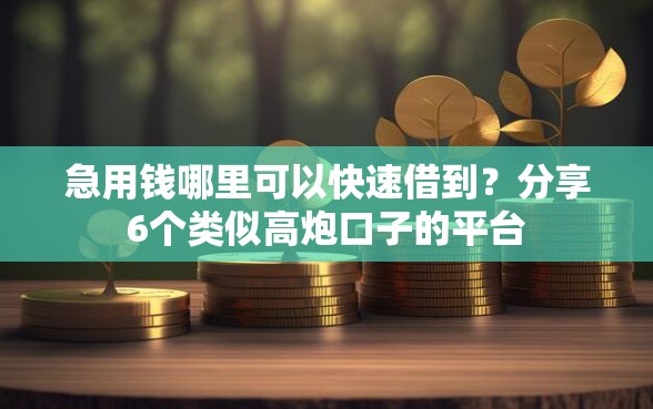 急用钱哪里可以快速借到？分享6个类似高炮口子的平台