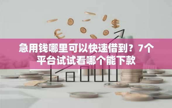 急用钱哪里可以快速借到？7个平台试试看哪个能下款