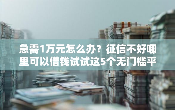 急需1万元怎么办？征信不好哪里可以借钱试试这5个无门槛平台