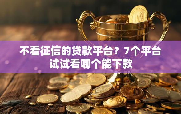 不看征信的贷款平台？7个平台试试看哪个能下款