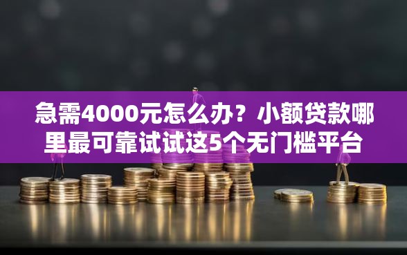 急需4000元怎么办？小额贷款哪里最可靠试试这5个无门槛平台