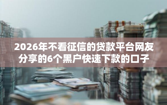 2026年不看征信的贷款平台网友分享的6个黑户快速下款的口子我觉得不错！