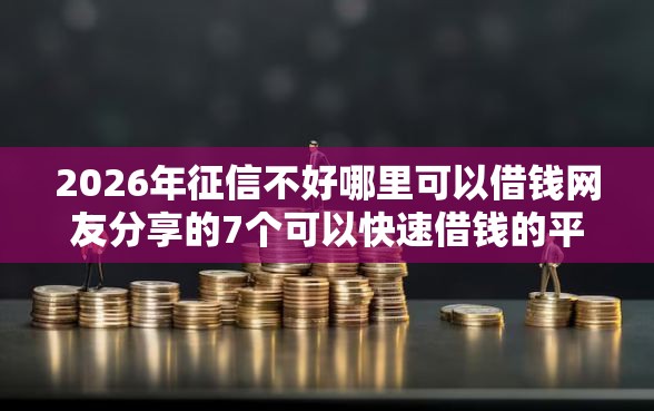 2026年征信不好哪里可以借钱网友分享的7个可以快速借钱的平台我觉得不错！
