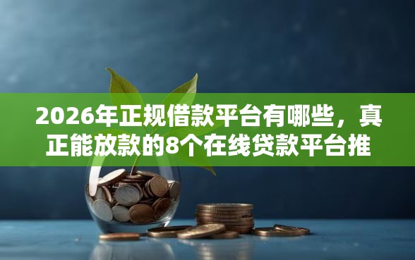 2026年正规借款平台有哪些，真正能放款的8个在线贷款平台推荐