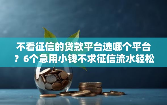 不看征信的贷款平台选哪个平台？6个急用小钱不求征信流水轻松贷的口子推荐