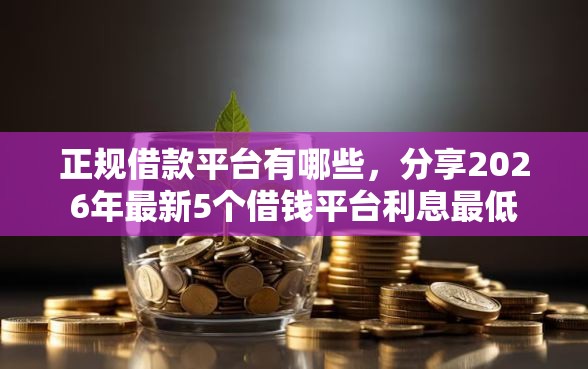 正规借款平台有哪些，分享2026年最新5个借钱平台利息最低