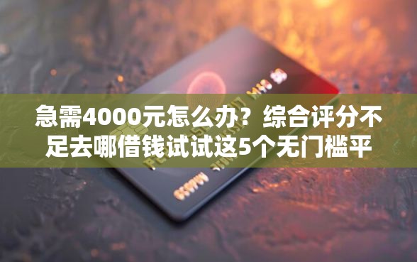 急需4000元怎么办？综合评分不足去哪借钱试试这5个无门槛平台