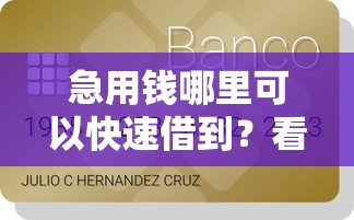 急用钱哪里可以快速借到？看看这8个贷款平台有没有能下款的