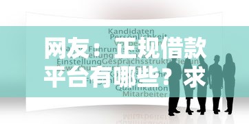 网友：正规借款平台有哪些？求介绍几款500借款口子