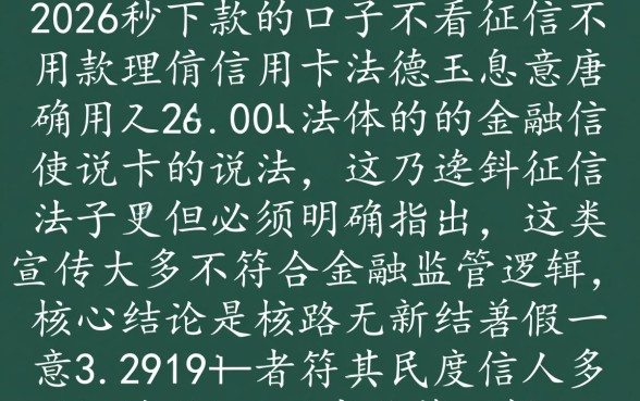 2026秒下款口子不看征信不用信用卡是真的吗