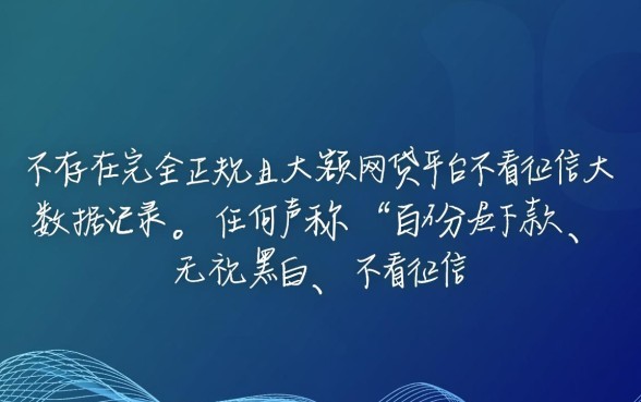 哪个网贷平台不看征信大数据记录的