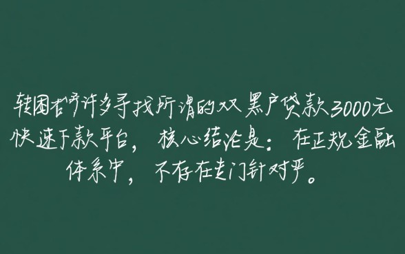 双黑户贷款3000元快速下款平台怎么借