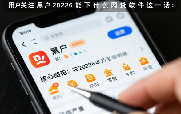 黑户2026能下什么网贷软件