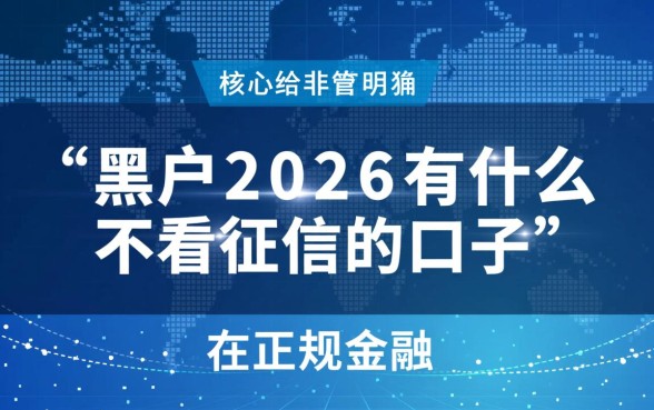 黑户2026有什么不看征信的口子