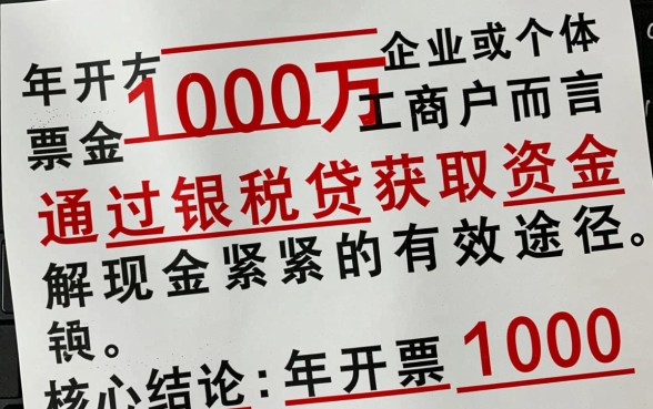 一年开票100万银税贷能贷多少钱