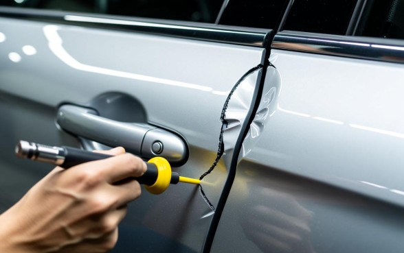 轿车车门上面一个口子怎么弄下来