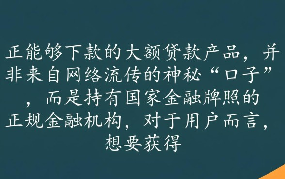 线上有什么大额贷款口子可以下款