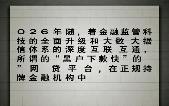 2026黑户下款快的网贷有哪些