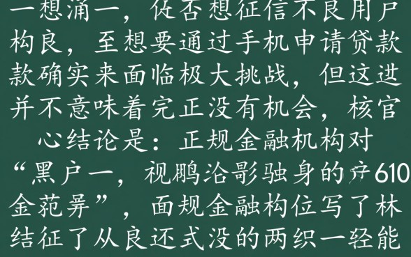 黑户做手机贷款的口子有哪些