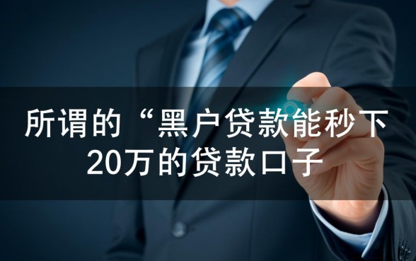 黑户贷款能秒下20万的贷款口子