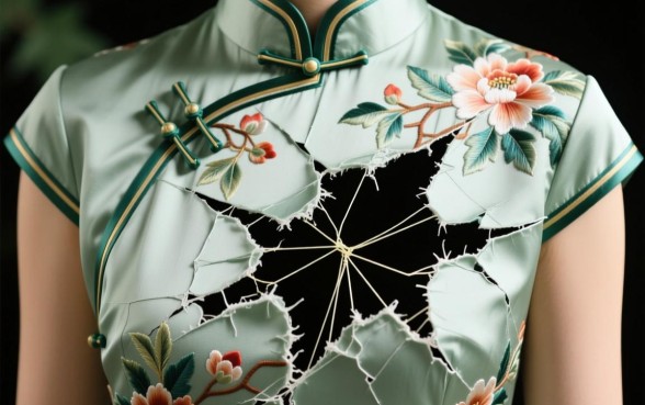 旗袍破大口子怎么补救