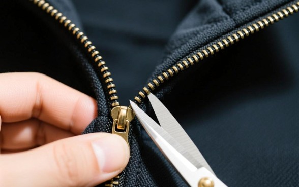 服装拉链下口怎么打剪口